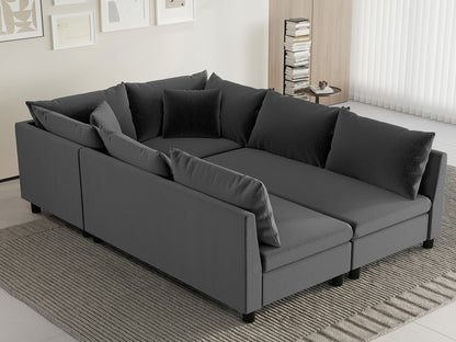 86*60'' Modular Sectional Sofa Bed,Chenille Couch Set with Pillows,Free Combination,Minimalist Style Indoor Furniture,Oversized 6 Seat Convertible Sofa for Living Room,Apartment,2 Colors