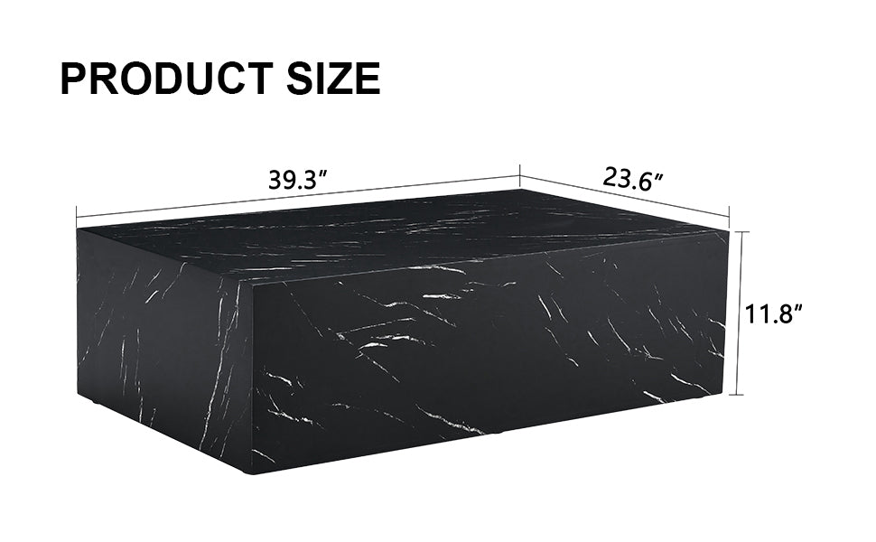 39.3*23.6*11.8 Inch Black Marble Texture MDF Coffee Table - Luxurious Design, Perfect Living Room Accent.Fashion texture design coffee table, suitable for various situations and scenes.