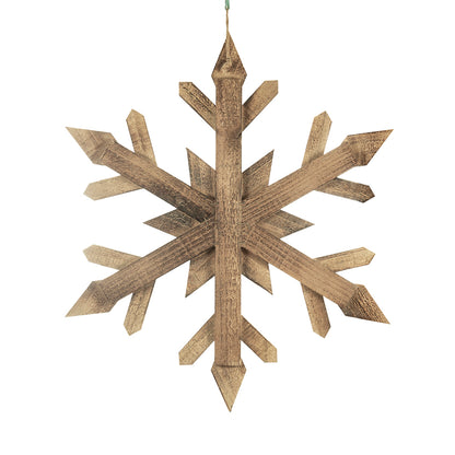 21.7x 21.7" Large Fir Wood Snowflake Ornaments, Hanging Home Decor Accents for Christmas Tree, Wall Art, Holiday Display, Set of 2