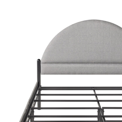 Modern Upholstered Curved Headboard Queen Bedframe – Grey