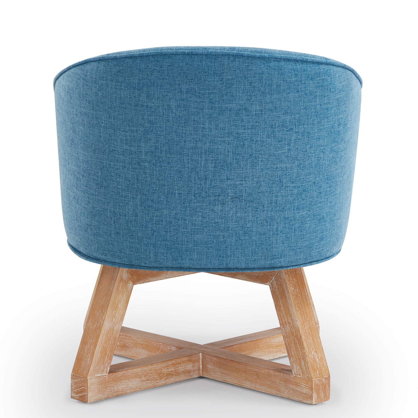 Swivel chair with cross-shaped wooden base,Lounge chair with solid wood legs, 360°freely Swivel chair , Classic linen Fabric for living room, bedroom, office, dresser -Light Blue