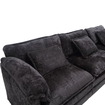 Modern Large boucle Fabric L-Shape Sectional Chenille fabric, movable pedals, detachable armrests, oversized three-seat Sofa