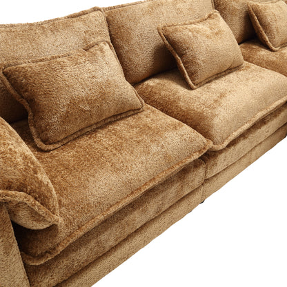 Modern Large boucle Fabric L-Shape Sectional Chenille fabric, movable pedals, detachable armrests, oversized three-seat Sofa