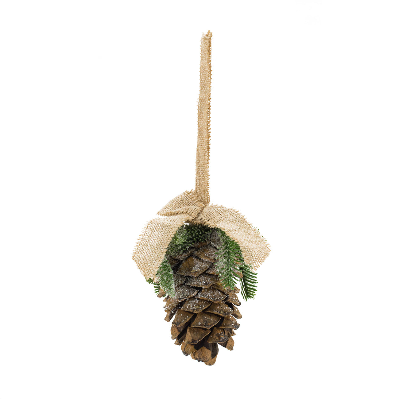 5x4.5x7" Pinecone With Burlap Hanger, Christmas Tree Ornaments for Holiday Party Decorations, Set of 6