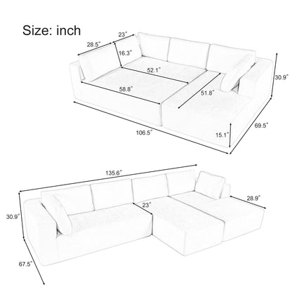 U_Style Modern Large Modular Sectional Sofa for Living Room, Bedroom, Salon, 3 Piece Free Combination