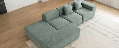 116.5" Sectional Sofa Full-compressed Sofa Couch Free-combined Sofa for Living Room, Green