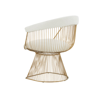 Modrest Chandler Modern White Shepra and Matte Gold Dining Chair