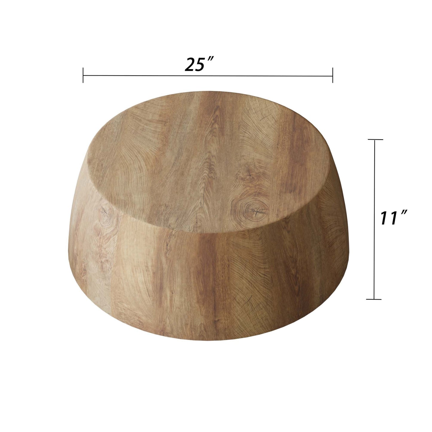 29.53" high-quality MDF natural color round table, modern industrial natural fully assembled drum coffee table, suitable for home&kitchen