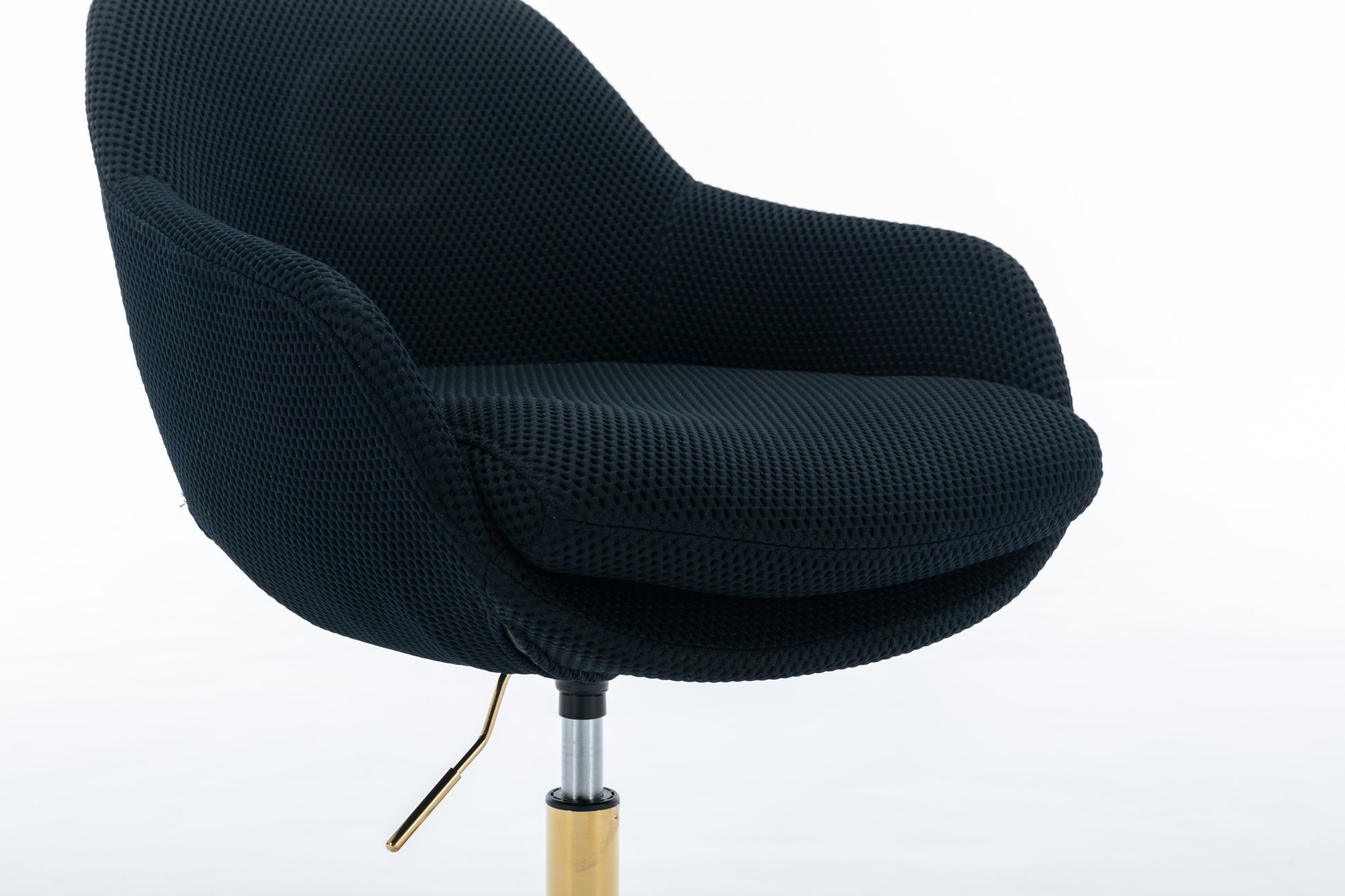 046-Mesh Fabric Home Office 360°Swivel Chair Adjustable Height With Gold Metal Base,Black