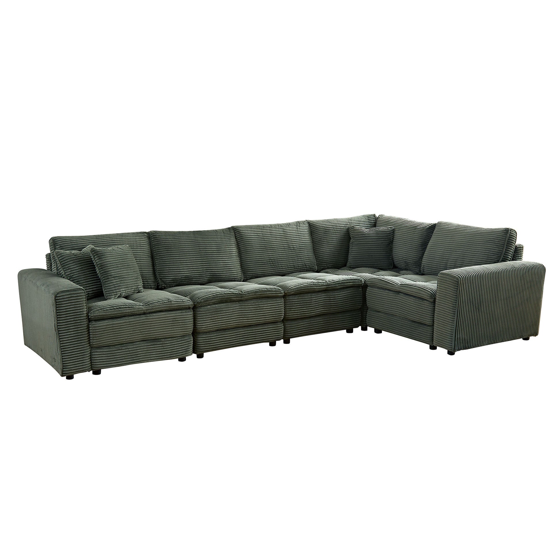 5 Seats,Oversized Sectional Sofa,L Shaped Corner Couch with Detachable Seat & Back Cushion, Corduroy Upholstery Convertible Sleeper Sofa&Couch for Living Room