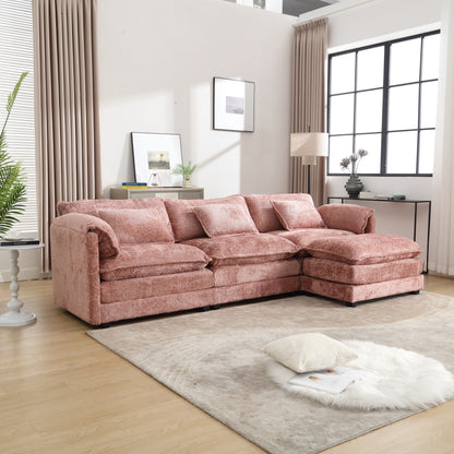 Modern Large boucle Fabric L-Shape Sectional Chenille fabric, movable pedals, detachable armrests, oversized three-seat Sofa