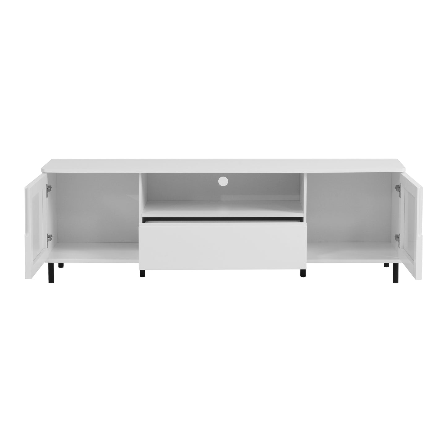 Modern TV Console, TV Stand, Entertainment Center with Storage Shelves,TV Cabinet for Living Room, Bedroom, Cloud White 63x15.74x19.68 inch