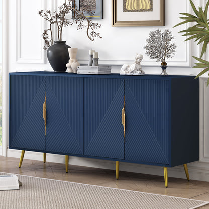 U_STYLE Stylish Sideboard with Wave Geometric Design, Conical Legs, Adjustable, Suitable for Study, Entryway and Living Room