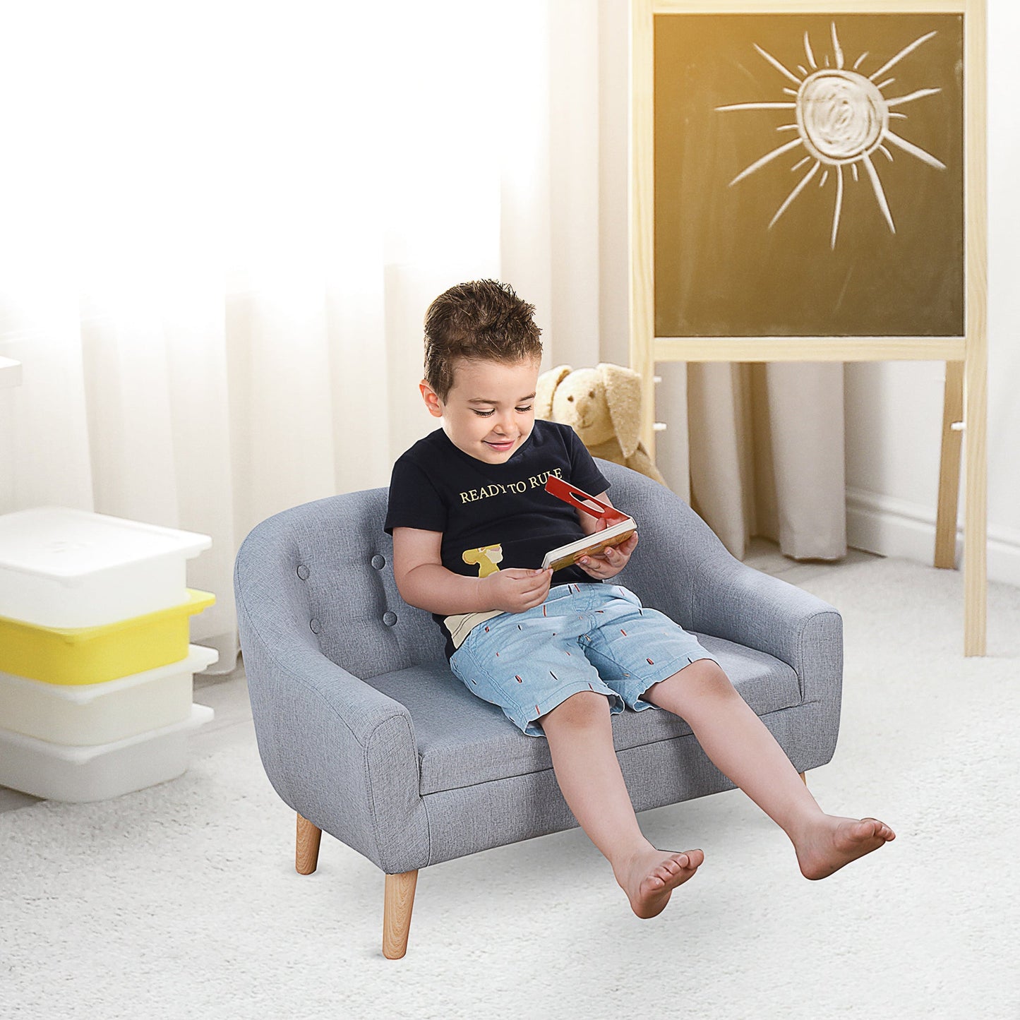 Modern Kids Sofa Linen Fabric