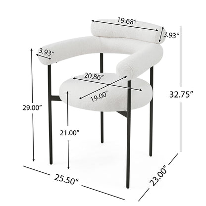 Upholstered Armchair Dining Chairs With Metal Legs (Set of 2),White