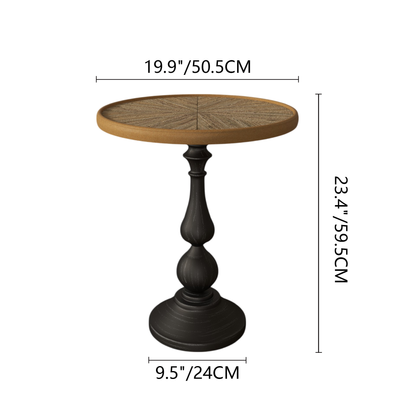 Wooden End Tables Retro Side Table French Country Accent Coffee Side Table Modern Small Round Tea Table Pedestal Side End Table for Living Room Household Restaurant Homestay