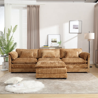 Modern Large boucle Fabric L-Shape Sectional Chenille fabric, movable pedals, detachable armrests, oversized three-seat Sofa