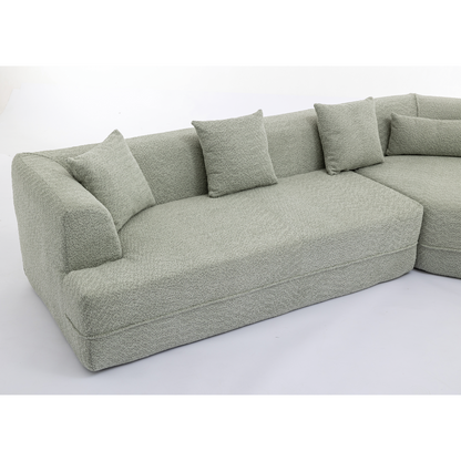 [VIDEO PROVIDED][ New And Upgraded Extended Edition]Modular sofa , modern minimalist style sofa,  upholstered ,  free combination, round fiber fabric, anti-wrinkle fabric,Dimension extension,Green