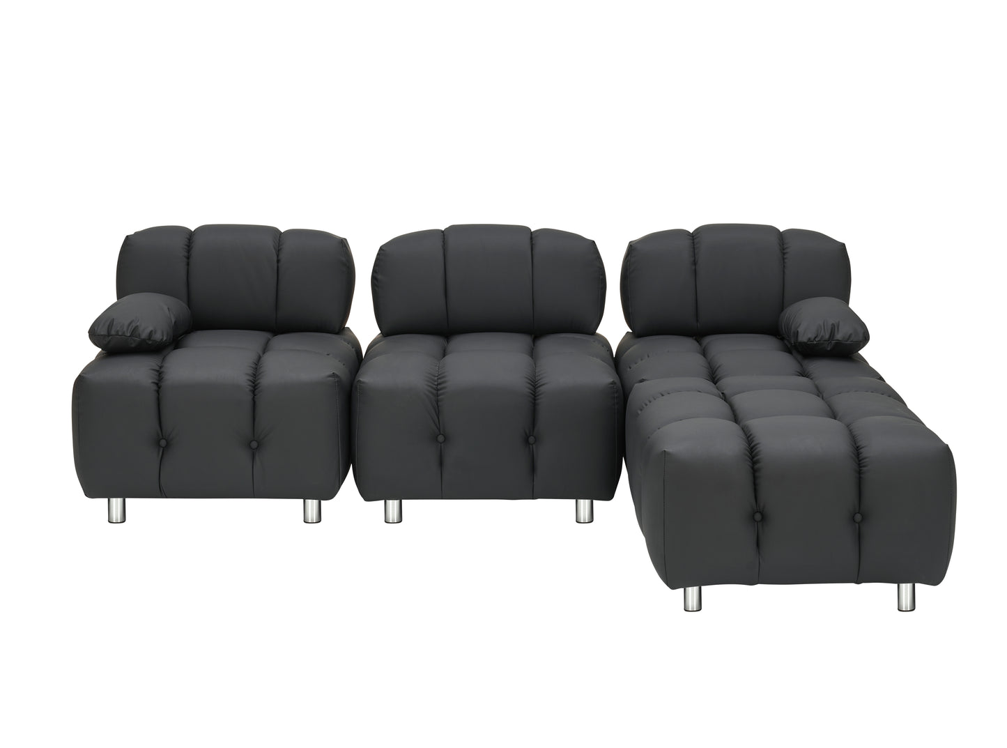 A 90.60-inch technology cloth black sofa, waterproof, stain and cat scratch resistant, can comfortably sit in the apartment bedroom without taking up space.