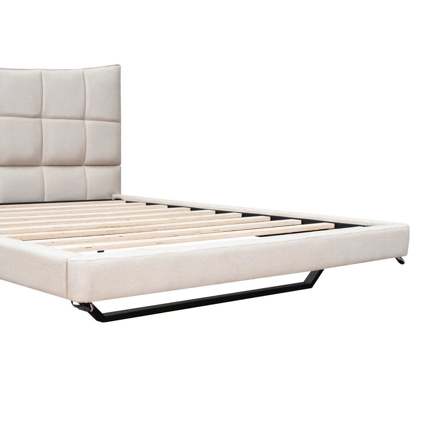 Full Size Upholstered Platform Bed with LED Lights,USB Ports and Outlets,Linen Fabric,Beige