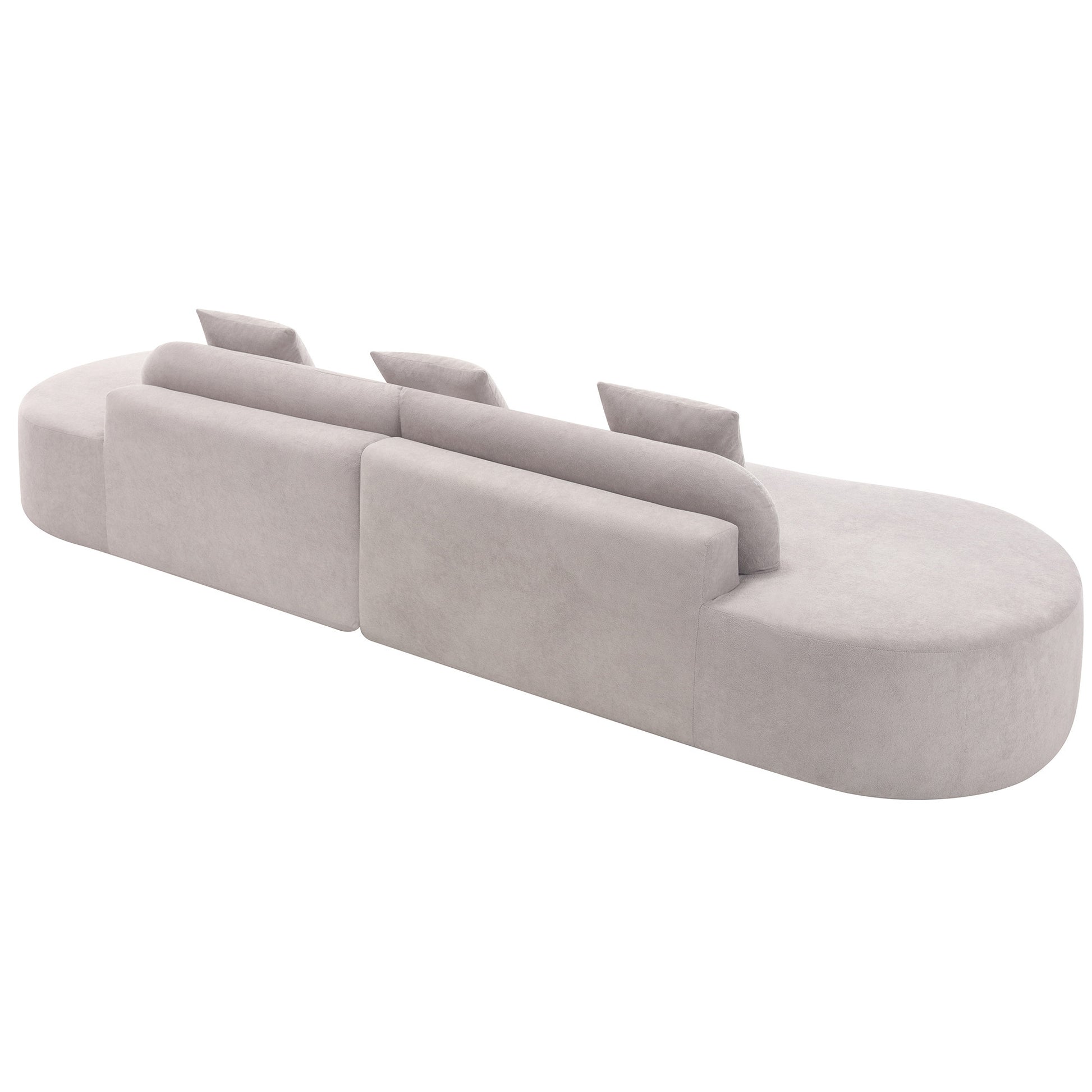 [NEW ARRIVED] [VIDEO PROVIDED] Modern curved combination sofa, terrycloth fabric sofa, minimalist sofa in living room, apartment, no assembly required, three  pillows,Gray