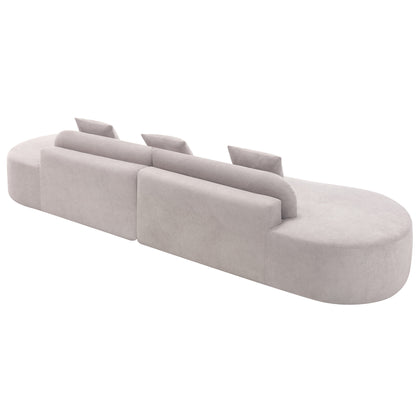 [NEW ARRIVED] [VIDEO PROVIDED] Modern curved combination sofa, terrycloth fabric sofa, minimalist sofa in living room, apartment, no assembly required, three  pillows,Gray