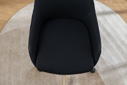 046-Mesh Fabric Home Office 360°Swivel Chair Adjustable Height With Gold Metal Base,Black