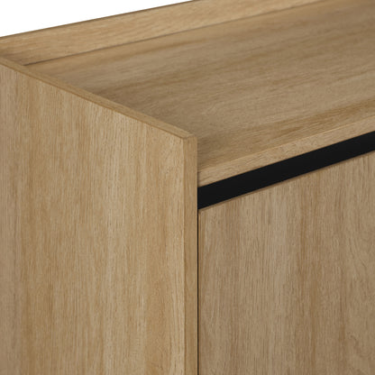 Contemporary Minimalist 2-Door Accent Cabinet – Coastal Oak