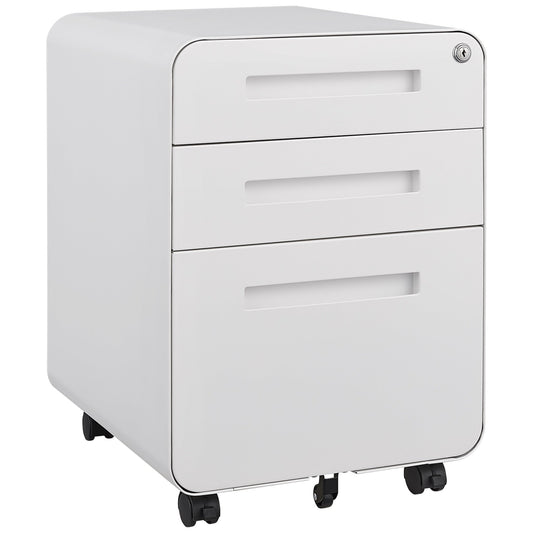 3 Drawer Mobile File Cabinet Under Desk Office,Simple Style Versatile Storage Cabinet for Legal/Letter/A4 Files, 5 Wheel Design Anti-Tilting Cold Rolled Steel Waterproof Moisture-Proof Black - Groovy Boardz