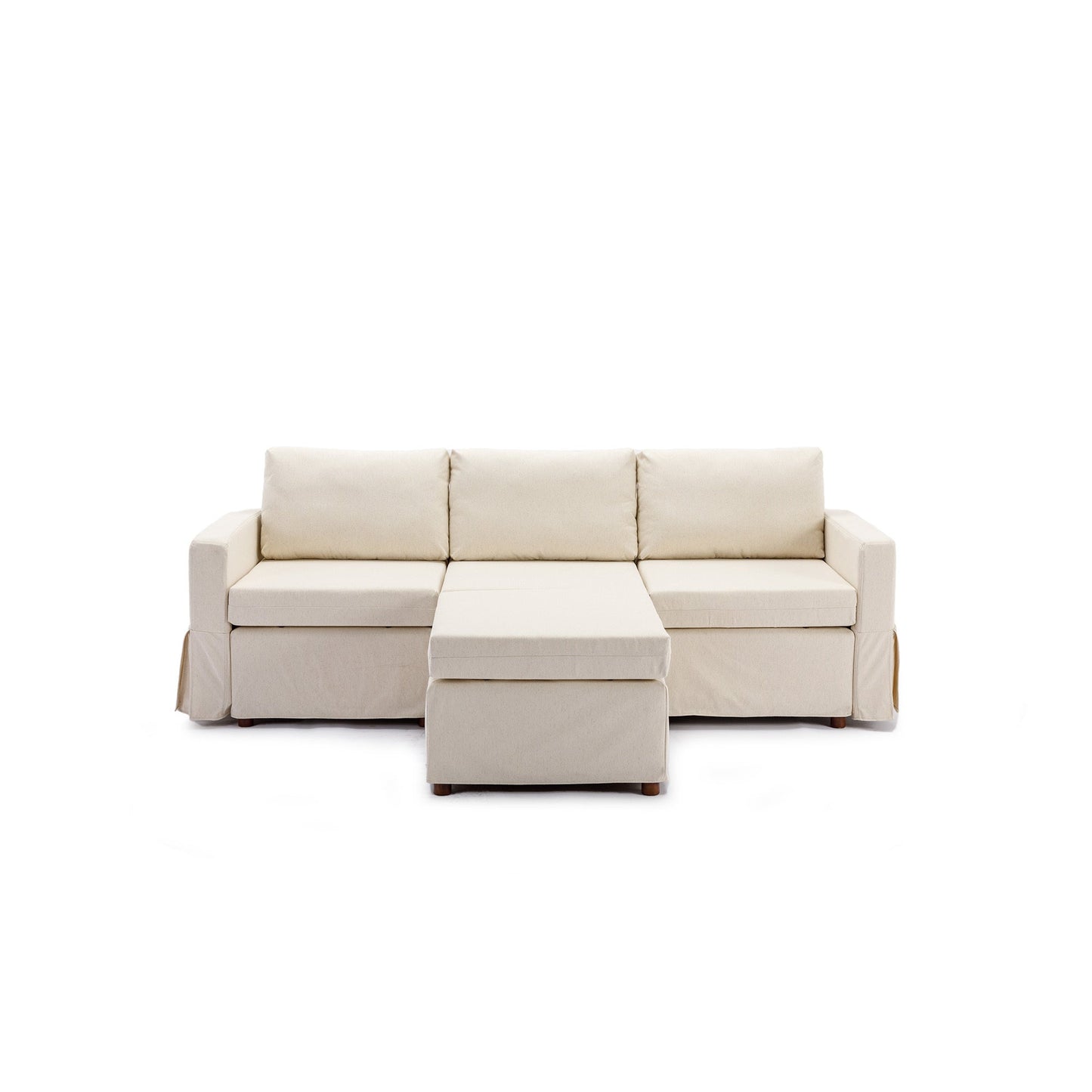 3 Seat Module Sectional Sofa Couch With 1 Ottoman,Seat Cushion and Back Cushion Removable and Washable,Cream - Groovy Boardz