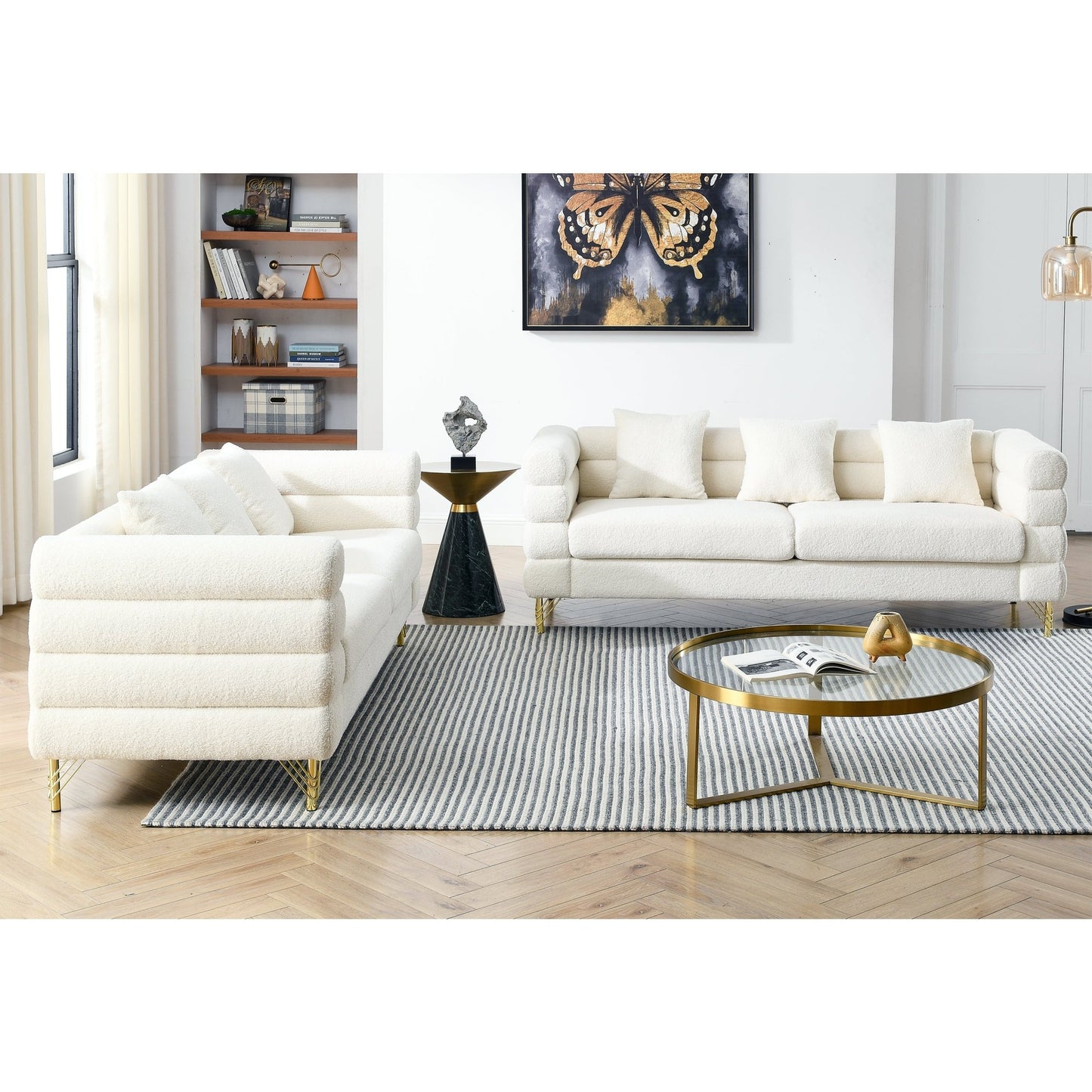 3-seater + 3-seater Combination sofa.White teddy(Ivory) - Groovy Boardz