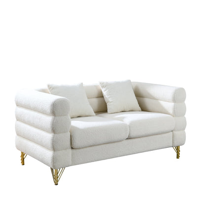 3-seater + 3-seater Combination sofa.White teddy(Ivory) - Groovy Boardz