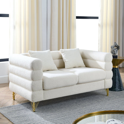 3-seater + 3-seater Combination sofa.White teddy(Ivory) - Groovy Boardz