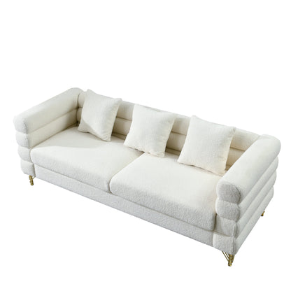 3-seater + 3-seater Combination sofa.White teddy(Ivory) - Groovy Boardz