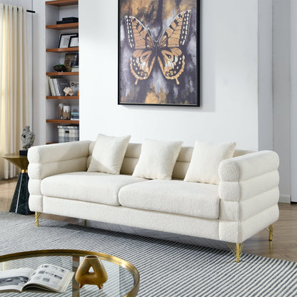 3-seater + 3-seater Combination sofa.White teddy(Ivory) - Groovy Boardz