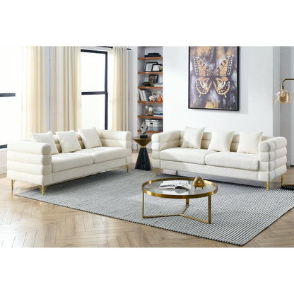 3-seater + 3-seater Combination sofa.White teddy(Ivory) - Groovy Boardz