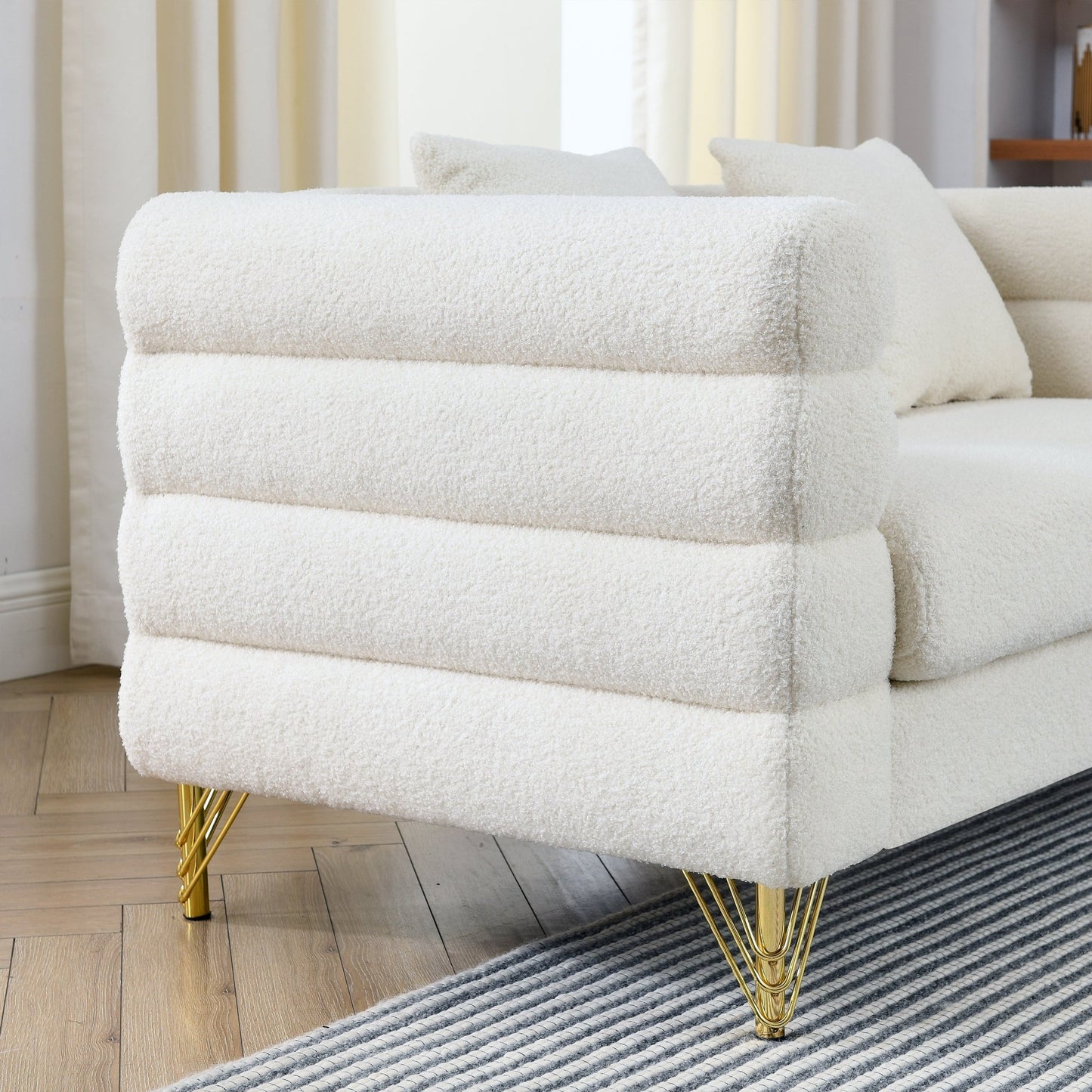 3-seater + 3-seater Combination sofa.White teddy(Ivory) - Groovy Boardz