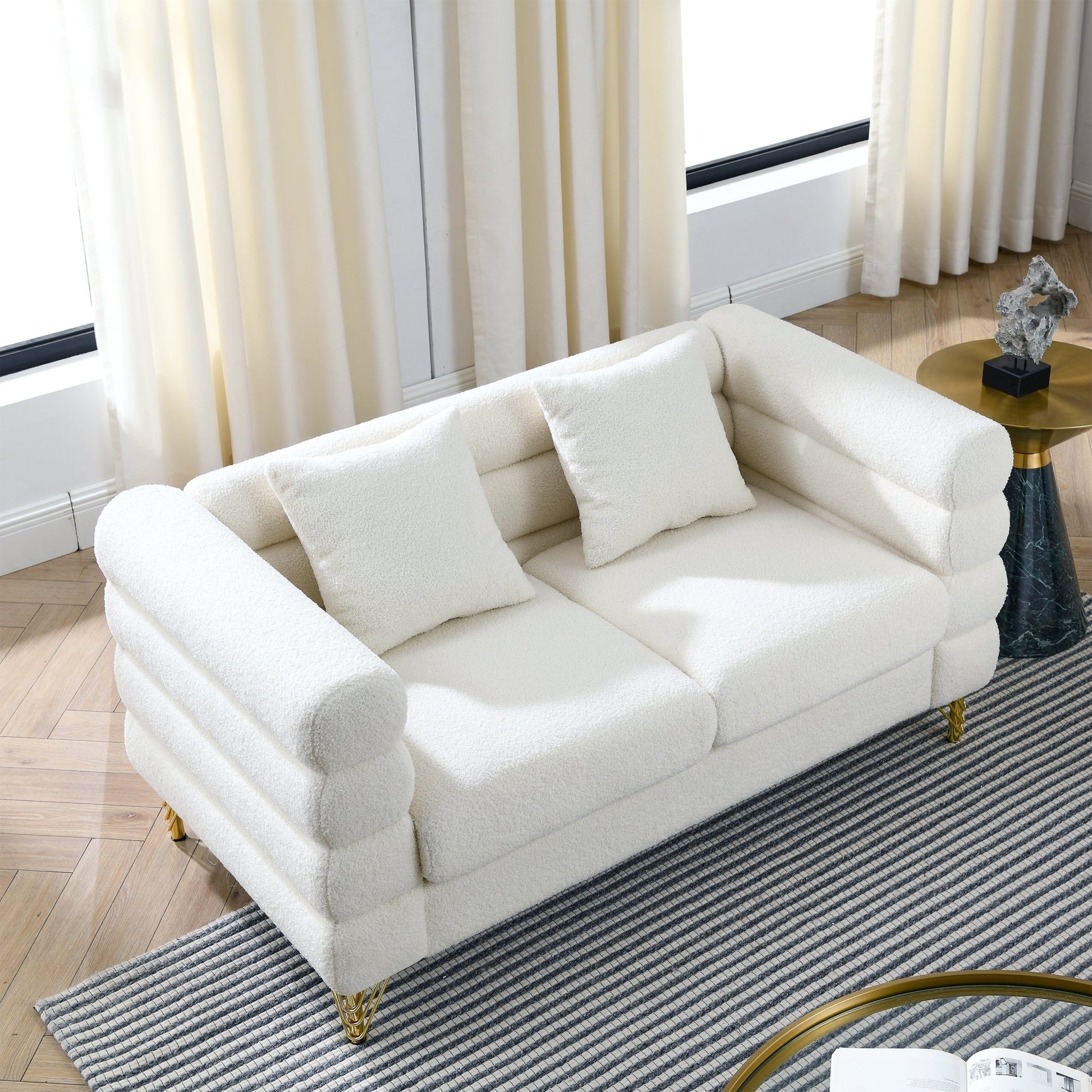 3-seater + 3-seater Combination sofa.White teddy(Ivory) - Groovy Boardz