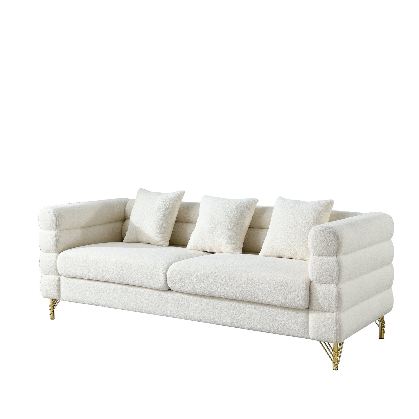 3-seater + 3-seater Combination sofa.White teddy(Ivory) - Groovy Boardz