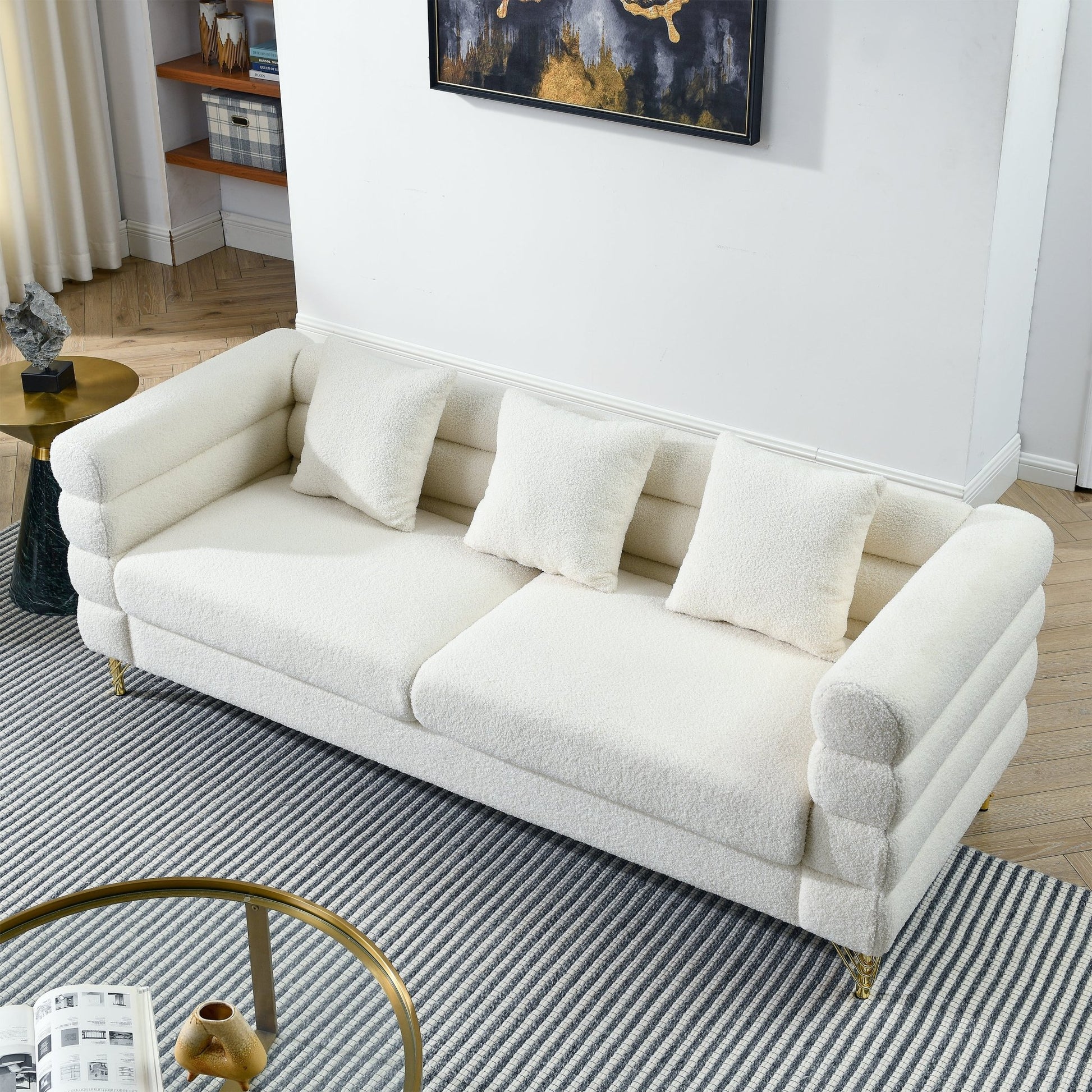 3-seater + 3-seater Combination sofa.White teddy(Ivory) - Groovy Boardz