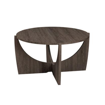 Contemporary Open Arch-Base Round Coffee Table – Cerused Ash