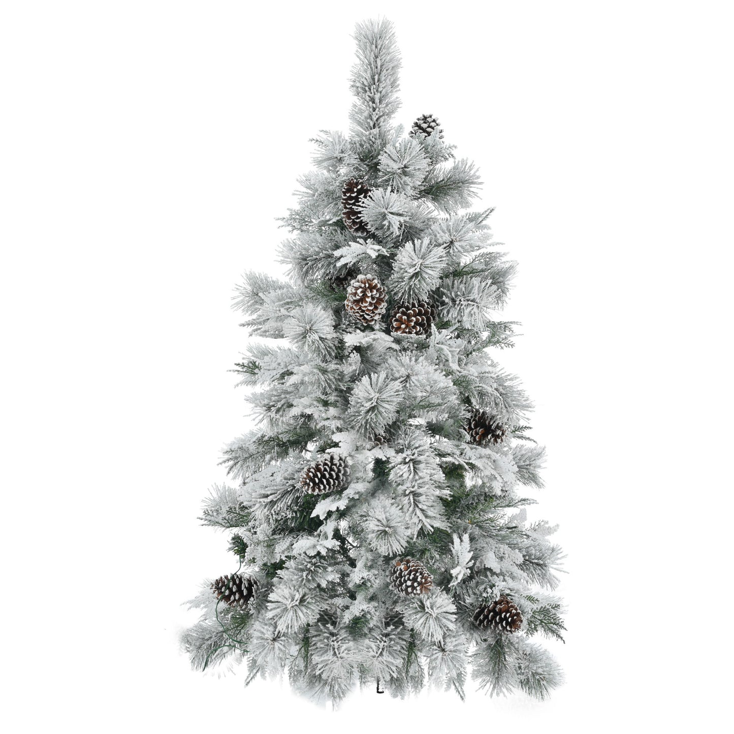 4FT Pre-Lit Spruce Snow Flocked Christmas Tree with Pine Cones, Artificial Xmas Tree with 170 Branch Tips,Mixed PE & PVC Branches, 120 Multi-Color LED Lights, 11 Flashing Modes, Holiday  Décor