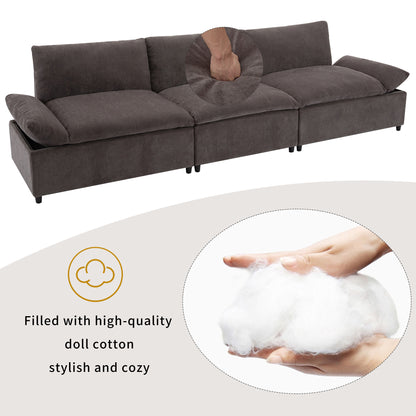 [ Video Provided] U_STYLE 119.5'' 3 Seater Sofa with 2 Storage Units , for Living Room, Office, Apartment