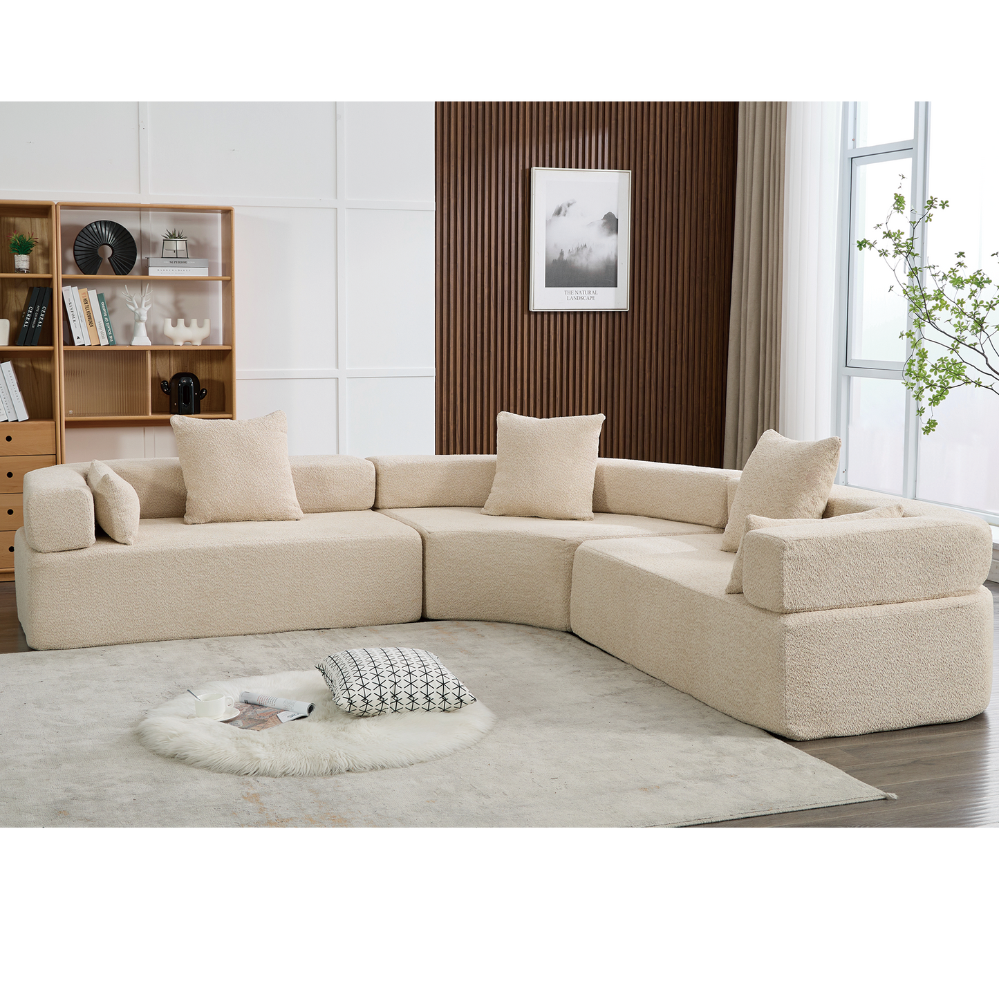 Henry Khaki Oversized Modern Modular Curved Sofa