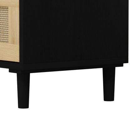 31.50"3-Drawers Rattan Storage Cabinet Rattan Drawer,for Bedroom,Living Room,Dining Room,Hallways,Black - Groovy Boardz