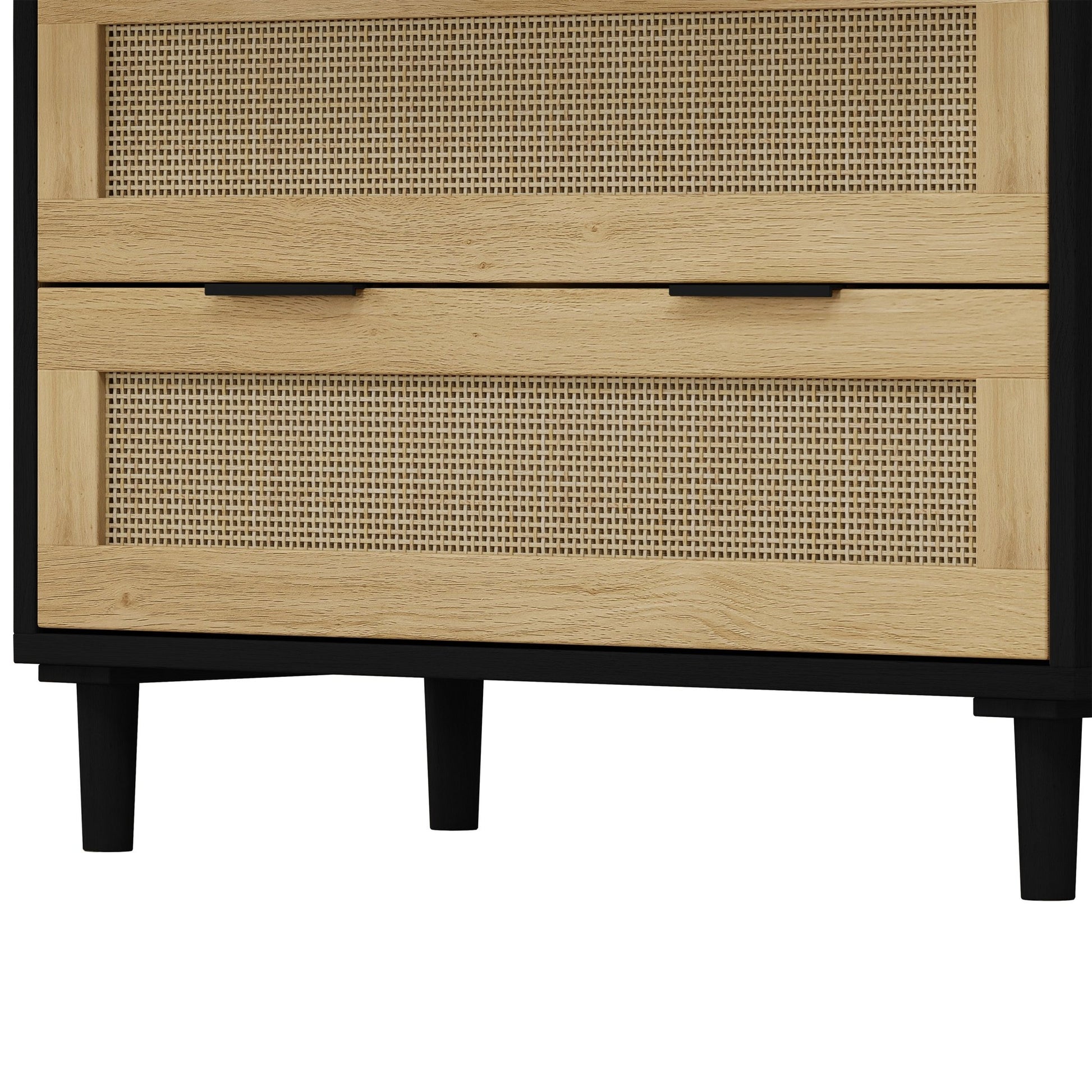 31.50"3-Drawers Rattan Storage Cabinet Rattan Drawer,for Bedroom,Living Room,Dining Room,Hallways,Black - Groovy Boardz