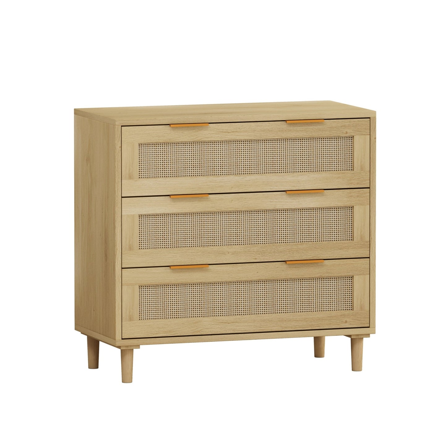 31.50"3-Drawers Rattan Storage Cabinet Rattan Drawer,for Bedroom,Living Room,Dining Room,Hallways,Oak - Groovy Boardz