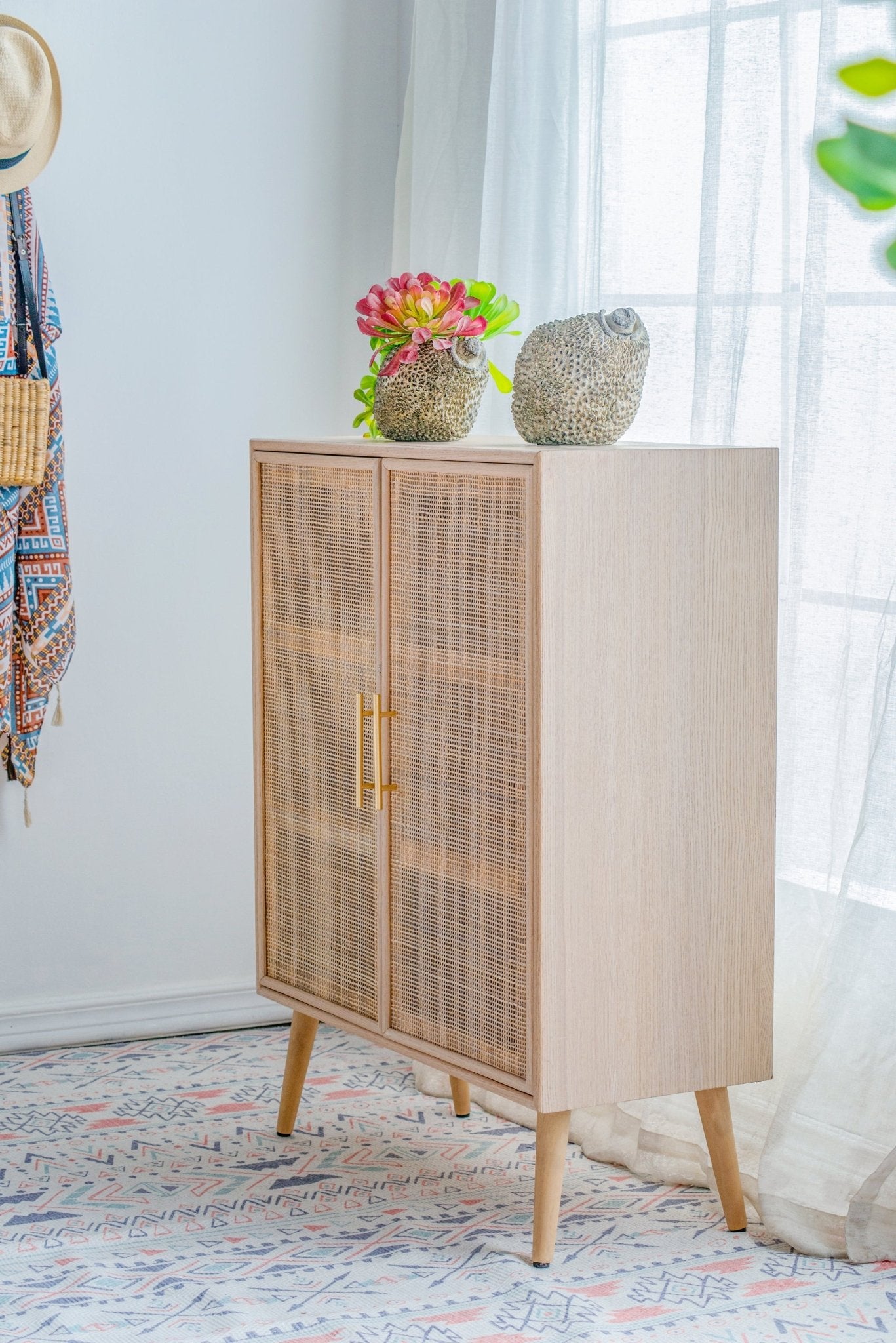 31.5x13.8x39.8" Brown Wooden Accent Cabinet with Two Doors - Groovy Boardz