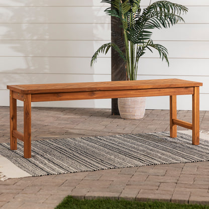 Modern Chevron-Top Solid Wood Patio Bench - Brown