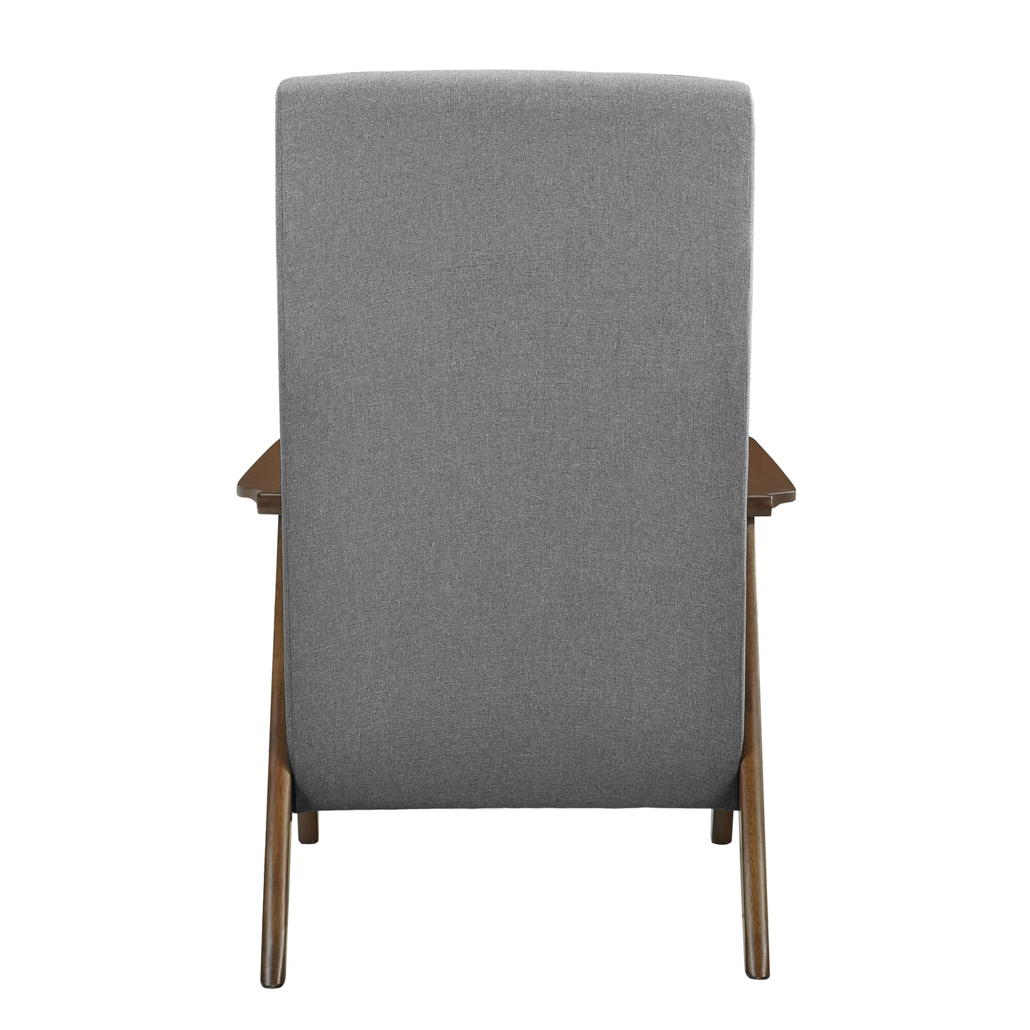 Modern Accent Chair 1pc Gray High-Back Chair Cushion Seat and Back Walnut Finish Solid Wood Living Room Furniture